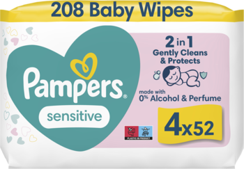 PAMPERS Sensitive chusteczki nawilzane dla dzieci 4 x 52 szt